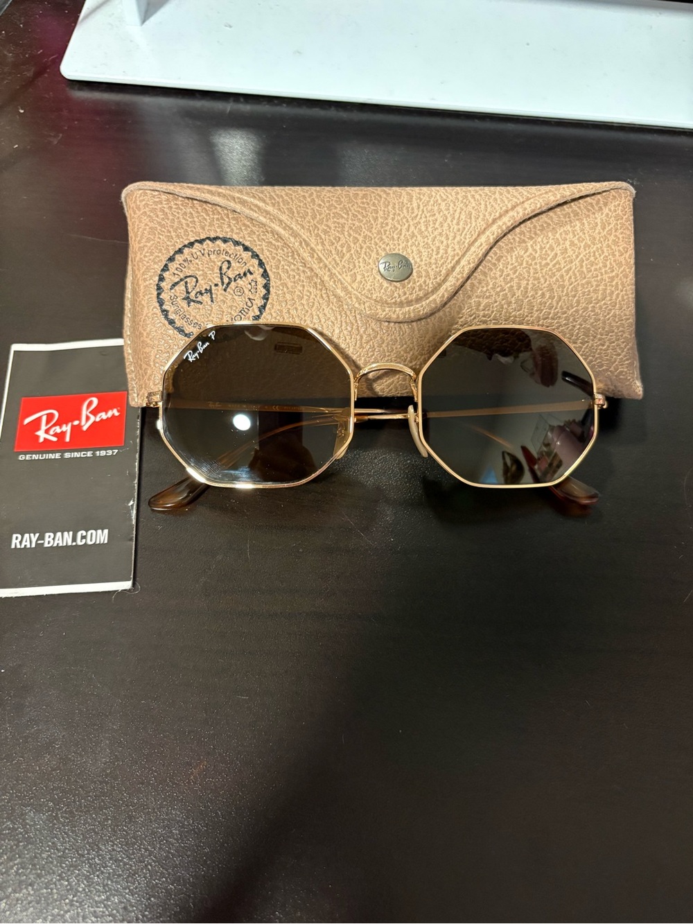 Ray-Ban Gold Frame Sunglasses with Brown Lenses